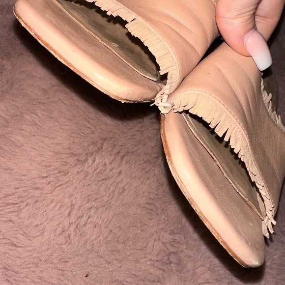 Bernardo light pink fringe trim slip on block heel boho western spring summer - Picture 6 of 8